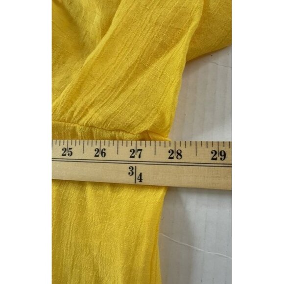 Zac & Rachel Woman Yellow Button-Down Blouse 3X with Roll-Tab Sleeves Gauze Boho - Picture 10 of 10